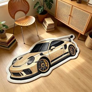 VIKAMA Cool Racing Decoration Carpet Soft Non Slip Washable Irregular Floor Mat Bedroom Esports Room Home Decoration