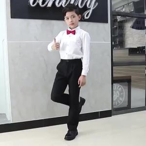 324รองเท้าหนังสำหรับเด็กผู้ชายรองเท้าการแสดงสำหรับเด็กหนังแท้สีดำมีเชือกผูกสไตล์อังกฤษสำหรับเด็กนักเรียนประถมและมัธยมพิธีกรพิธีการการแสดง