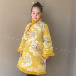 Original Childrens Cotton Padded Cheongsam Winter New Year Girls Clothing Small Girl New Year Visit Clothing Republic Style