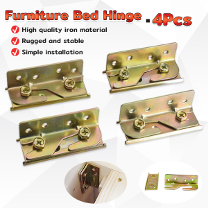 4pcs/set Bed Rail Brackets Bed Frame Fixing Connecting Furniture Hinge