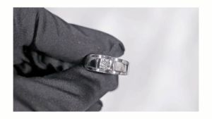 ชุบทองคำขาว แหวนชาย ฝังเพชร Moissanite 0.5กะรัต" - แหวนเงินแท้ ชุบทองคำขาว