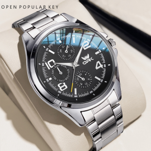 OPK Watch for Men Waterproof Original Stainless Steel Quartz Luminous Black White Fashion Wristwatch Sale With Gift Box 6017