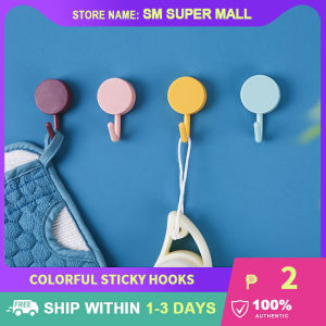 【Utility】Sticky Hooks Wall Self Adhesive Small Colored Hooks Non-trace Hanging Hooks for Kitchen Bedroom Bathroom