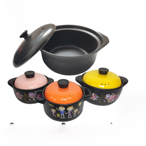 Kangshu Small Ceramic Sand Pot High Temperature Resistant Black Cooking Utensil for Soup And Meat Stew Commercial Use Home Use
