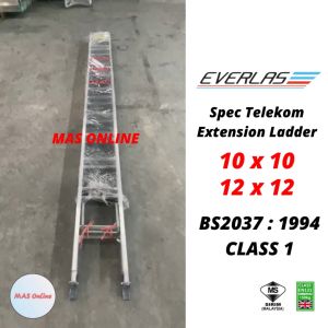 BS2037:1994 (CLASS 1 Industrial) Heavy Duty Double Extension Ladder 10X10 & 12X12 SPEC TELEKOM Everlas Tangga Slide