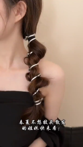 Pearl Braided Hair Tie 🎀 珍珠泡泡辫发圈 Getah Rambut Getah Rambut Telefon Ponytail Elastic Headdress Hair Accessories