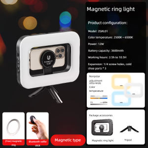 RGB Magnetic Handheld Ring Fill Light - Rechargeable for Phone Live Streaming Photography Desktop & Camera Cage Selfie Lightin