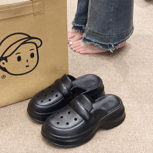 รองเท้าแตะส้นหนาสำหรับผู้หญิง รองเท้าแตะแบบสวมพื้นยางกันลื่น รองเท้าแตะชายหาดฤดูร้อน รองเท้าแตะแบบสวมแบบลำลอง รองเท้าแตะ EVA สไตล์เรโทร