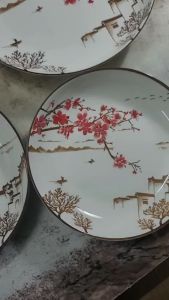 DĨA TRÒN GỐM SỨ HỌA TIẾT LỘC ĐÀO VIÊN MÃN – ĐỦ SIZE ( CỠ 6789)