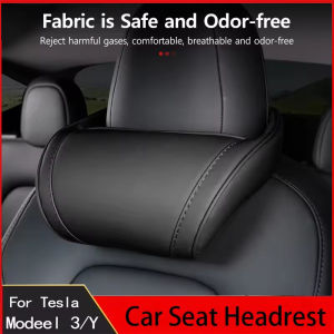 OULEX For Tesla Model Y 3 X S Neck Pillows Both Side Leather Headrest Pillow Automobile Seat Neck Rest Seat Head Support Pillow