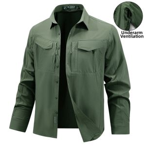 CHAFEI | Breathable Quick-Dry Work Shirt with Multiple Pockets for Men Loosely Fit