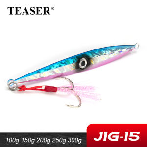 TEASER J15 40g-300g Sea-bream Slow Sinking Jigging Lure Seabass Fishing Saltwater Bait Carp Trout Fishing Jigbait Assist Hook