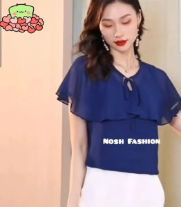 Atasan Blus Oversize Korea Style Sifon lengan pendek double layer variasi tali Malihha NOSH Fashion