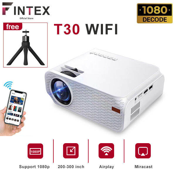 【🥇1080HD 】FINTEX T30 Projector LCD 8000 lumens 4K HD 300 Inch Screen Double 5GWIFI 1080P With Bluetooth Home Cinema for Cellphone Ilepo Projector Mini Portable