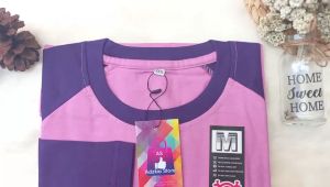 kaos warna ungu muda dengan ungu tua tangan panjang dan 7per8 wanita pria tebal adem nyaman murah