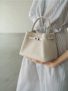 Belle | Genuine Leather Small Silver Buckle Crossbody & Handbag Mini Bucket Bag