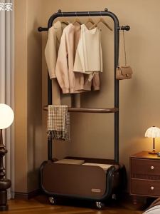 XIJIJIA | Moveable Bedroom Retro Style Indoor Clothes Storage Rack