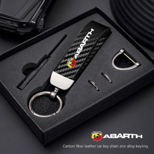 Car Carbon Fiber Style Keychain Microfiber Leather Key Chain For FIAT Abarth 500 Pulse Panda Tipo Strada 600 500L Mobi Doblo