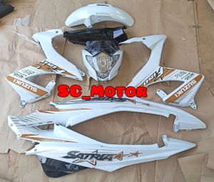 Cover Body Fullset Halus Plus Lampu Depan Suzuki Satria Fu Facelift 2013 s/d 2015 Warna Putih