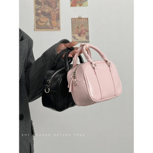 Retro Feel Small Square Boston Bag Womens Crossbody Shoulder Bag Unique Design Handbag Soft PU Leather Daily Use Bag