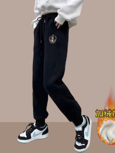 กางเกงกีฬาผ้าฝ้ายหนาสำหรับผู้หญิง กางเกงขายาวทรงตรง ทรงหลวม ความยาวปานกลาง ฤดูใบไม้ร่วง 2022 กางเกงขายาวลำลอง แฟชั่น อบอุ่น สำหรับผู้หญิง