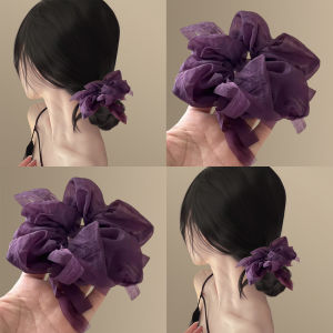 Vòng Tóc Thắt Nút Bướm Chiffon Màu Tím Cho Phụ Nữ Vòng Tóc Búi Tóc Phong Cách Ballet Phụ Kiện Tóc Đuôi Ngựa Phụ Kiện Tóc