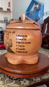 TẶNG ẤM TRÀ - Có Video Bình giữ nhiệt  Bộ Giữ ấm trà bằng gỗ dừa khắc 13 Hạnh Đầu Đà - HÀNG LOẠI 1 - DANH DUA SHOP