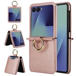 Ốp Điện Thoại Dạng Ví Da Có Khe Cắm Thẻ Và Giá Đỡ Nhẫn Cho Samsung Galaxy Z Flip 4/5/6/7/FE Vỏ Ví Chống Trầy Xước