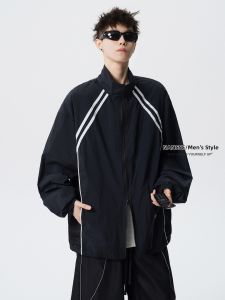 NANSSE | Standing Collar Stripe Design Lightweight Breathable Quick Dry Summer Mens Skin Coat