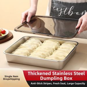Durable Stainless Steel Food-Grade Multi-functional Dumpling Tray With Lid