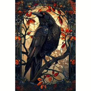 Jigsaw Puzzle Beautiful Crow Perched In Autumn Leaves Nature Scene For Adults Ideal For Relaxing Family Game And Mental Exercise