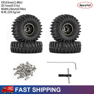 4PCS 1.0" 1/18 1/24 Brass RC Crawler Wheels & Tires for TRX4M Axial SCX24 AX24 FCX24 Upgrade Parts
