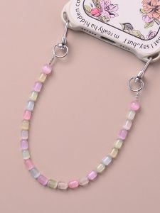 Cats Eye Stone Phone Chain Womens Style Double Buckle Head Key Ring Pendant Robust Wrist Cord Bracelet Solid Mobile Accessory