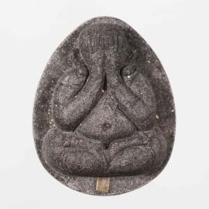 รุ่นแรก พระปิดตา จัมโบ้ กฐิน54 หลวงพรหม วัดพลานุภาพ จ.ปัตตานี เนื้อใบลาน ฝังตะกรุดเงิน หลังฝังแร่ และเม็ดโค๊ท