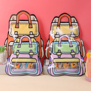 【On Sale】Colorful Cartoon Schoolbag Ziplock Bags Cookie Candy Gift Snack Package Plastic Zipper Bag with Handle