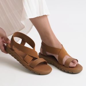 Sandal Wanita Korean Style Camou Scarlet Caramel Elegan Kekinian Dewasa Terbaru