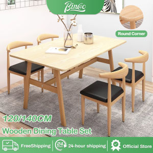 Bincoo Wooden Dining Table 140/120cm Solid Wooden Dining Table For Kitchen living Room Wood Furniture Nordic Chairs Set