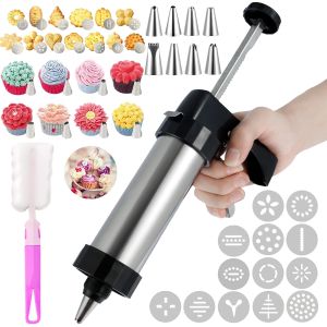 Cookie Maker Press Kit Stainless Steel Biscuit Extruder Press Cookie Maker Kit Reusable Kitchen Baking Tool for Cookie Making