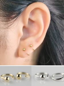 Hypoallergenic S925 Sterling Silver Earrings Womens Sleepwear-friendly Ear Studs Non-removable Fashion Jewelry Ear Hoops