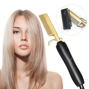 Electronic heat curler straighten comb 多功能卷发直发两用铜梳