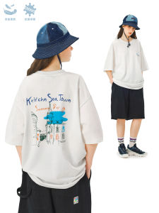 KXLFCHN Japanese Retro Print Short Sleeve Mens T-shirt Casual Loose Versatile Summer Cotton round Neck Tee for Youth