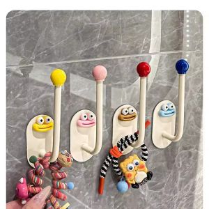 Polocat 4pcs Self Adhesive Wall Hook Strong Without Drilling Hairband Clothes Hanger Hooks Bathroom Kitchen Home Storage