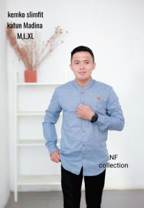 KEMEJA KOKO SLIM FIT POLOS KATUN MADINAKURTA PAKISTAN PANJANG