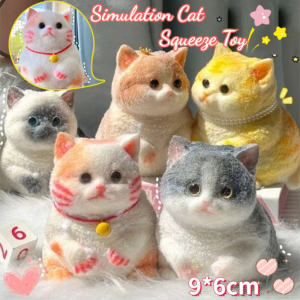 Simulation Cat Squeeze Toy Kitten Taba Plush Soft Stress Relieving Toy Cute Cat Girl Birthday Gift