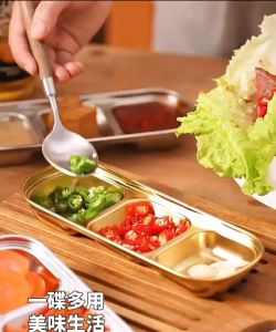 Korean Barbecue Dipping Saucer Stainless Steel Condiment Dish Soy Sauce Vinegar Dish Hot Pot Dipping Sauce Condiment Dish