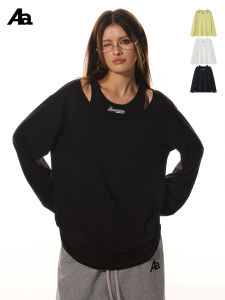 Acmeaura Vintage Design Loose Womens T-shirt Fake Two-Piece Bottoming Lazy Style Spring Summer New Arrival Base Layer Top