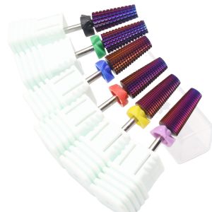 5-in-1 Purple Professional Tungsten Carbide Nail Drill Bits Unscented Tapered Milling Cutters for Gel Acrylic Removal Manicure