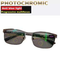 COD Kacamata Baca Progresif Photochromic Anti Radiasi Baca Dan Jalan Lensa Berubah Warna Otomatis Outdor Indor Kacamata Progresif Bleuecromic Kavamata Plus Pria Kacamata Baca anti blueray