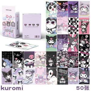 50 Pcs Kuromi Mini Card Album Sanrio Peripheral Anime Laser Small Lomo Cards Stickers Cartoon Collective Postcard