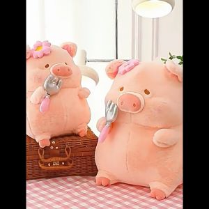 Lulu Pig hold fork and in Chef Costume Stuffed Toys 35cm 40cm 50cm 65cm